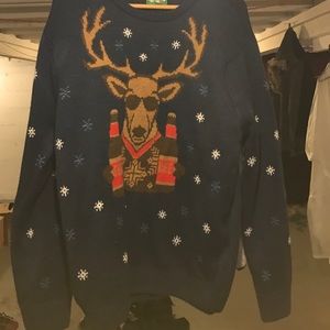 Ugly sweater drinking reindeer