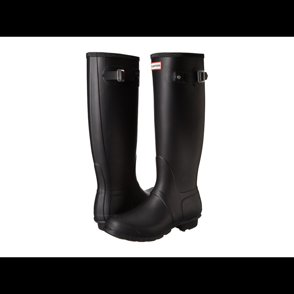 Black tall hunter boots trading