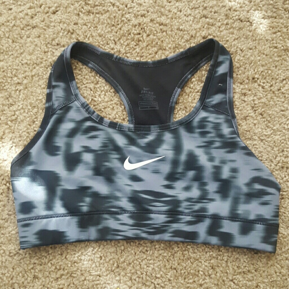 Nike black & grey medium support sports bra