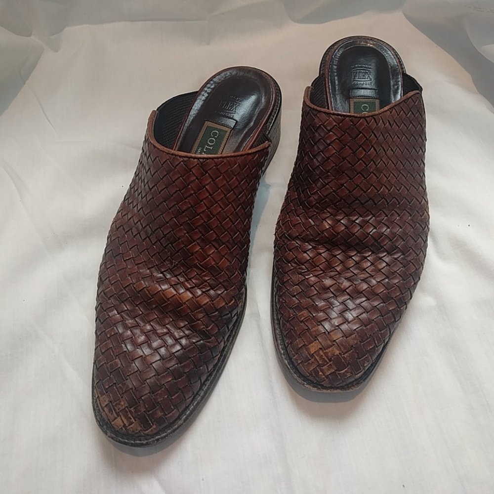 Cole Haan woven leather mules