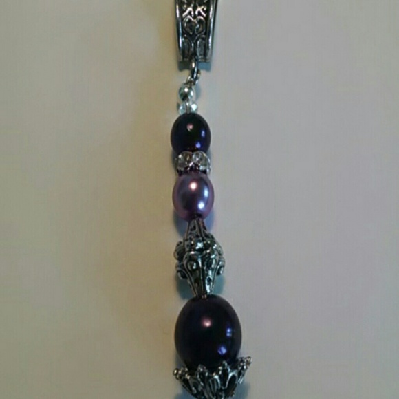 Purple pearl pendant in silver setting - Picture 2 of 3