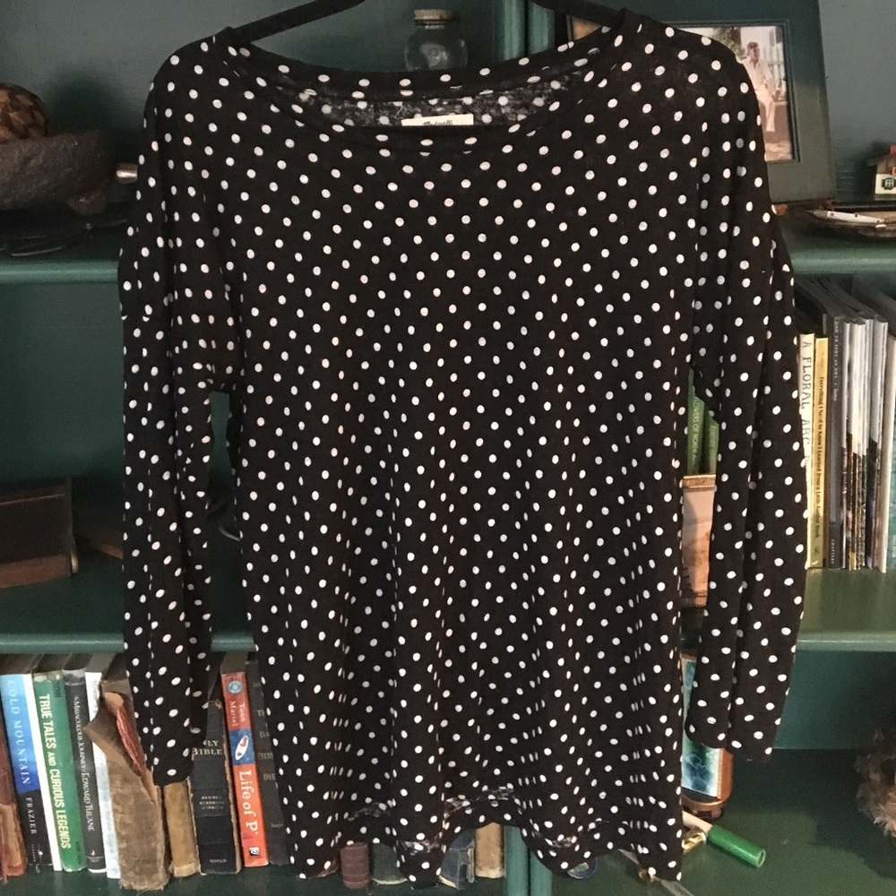 Linen 3/4 sleeve Madewell polka dot shirt
