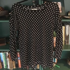 Linen 3/4 sleeve Madewell polka dot shirt