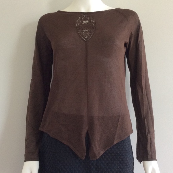NWOT Brown Semi-Sheer Top - Picture 1 of 3