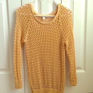 Lauren Conrad yellow crochet-style sweater