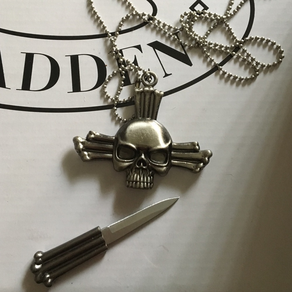 Hidden Concealed Knife Skull Necklace