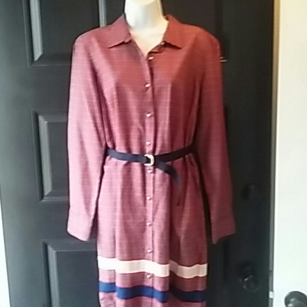 NWT Tommy Hilfiger red white blue shirt dress sz L
