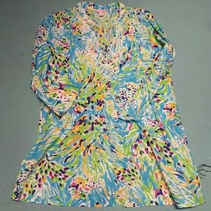 Lilly Pulitzer tunic M lightweight beaded 3/4 slv