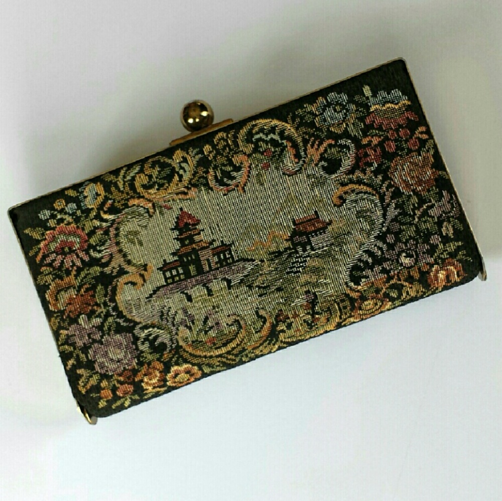 Vintage Tapestry Evening Clutch - 50s Era