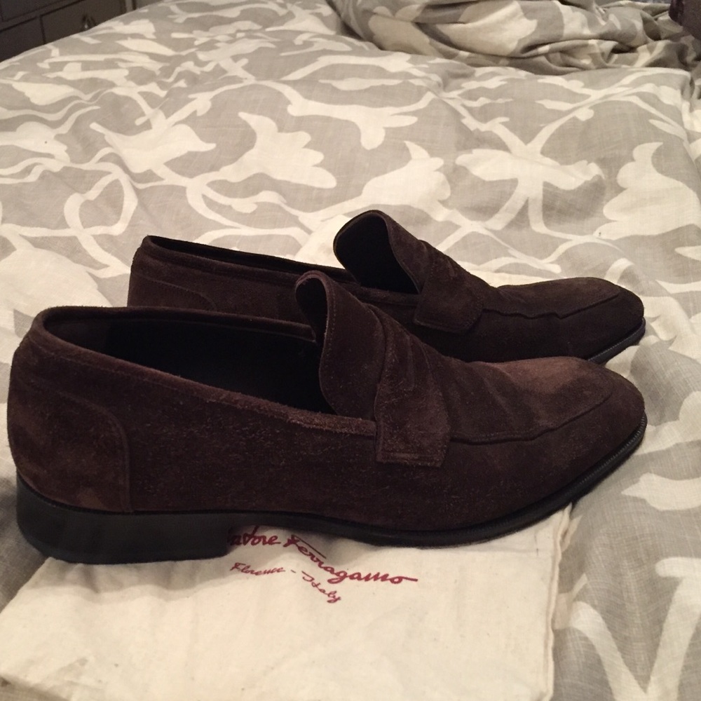 Ferragamo Naples brown suede loafers
