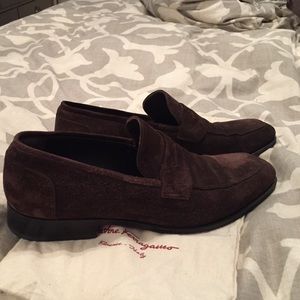 Ferragamo Naples brown suede loafers