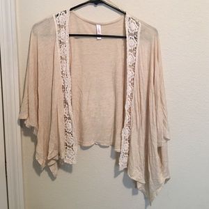 Beige with White Lace Cardigan