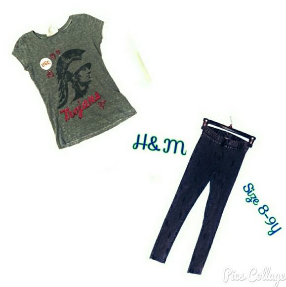 2pc Outfit-H&M BLACK JEGGINGS & USC Trojan's Tee - Picture 4 of 4