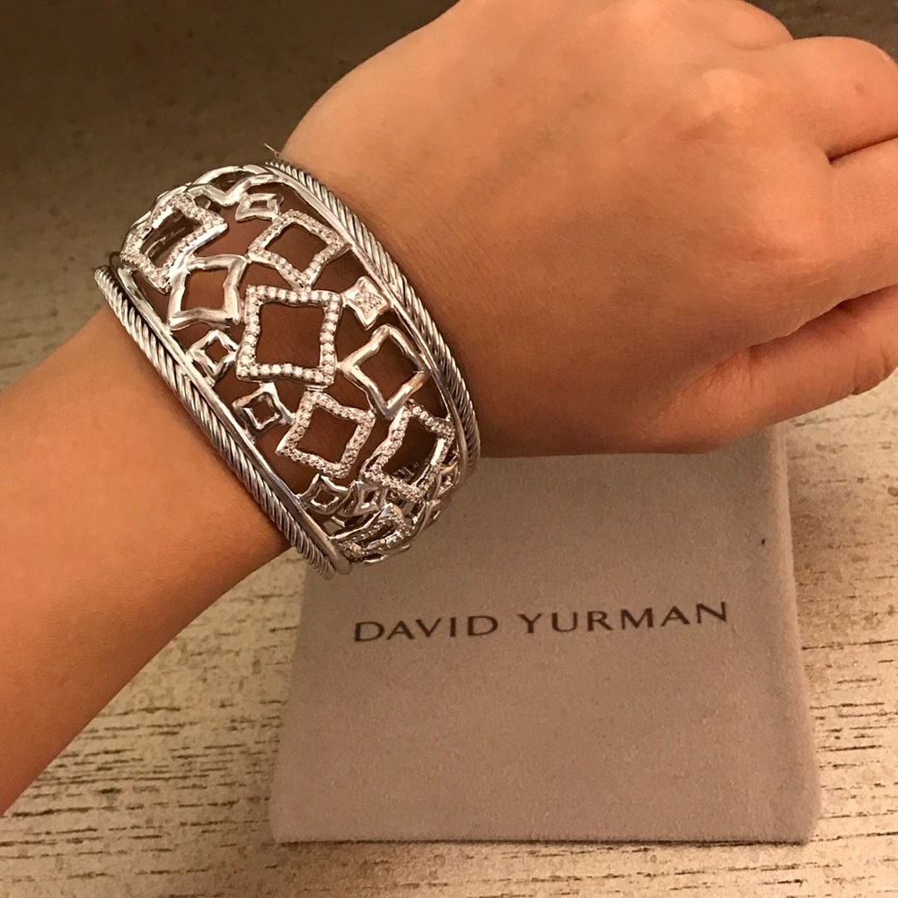 David Yurman Quatrefoil Diamond Cuff Bracelet