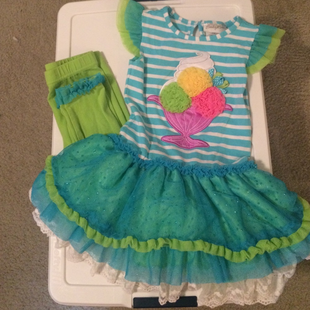 Girls Birthday Party Ice Cream Tutu Outfit Sz 5