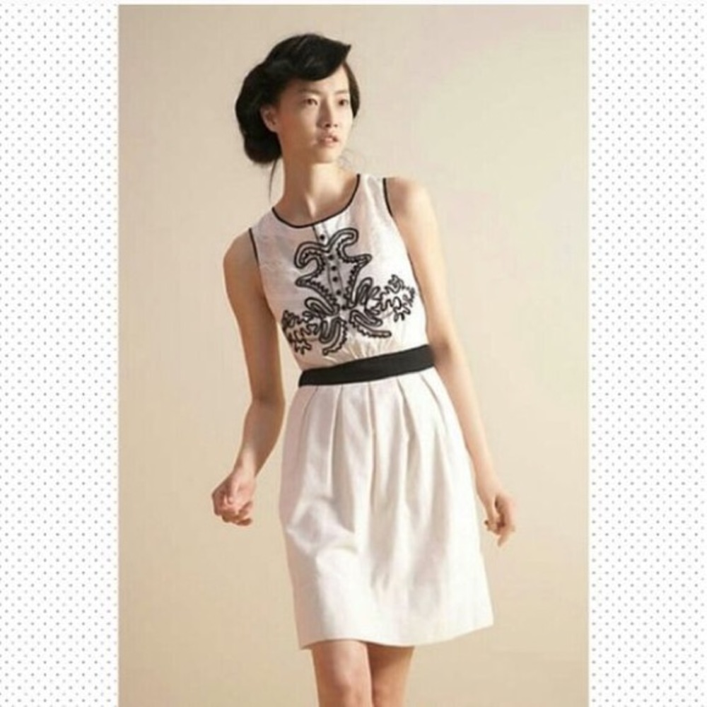 Anthropologie embroidered dress w/ cord skirt