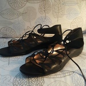 Black, lace up sandals size 9