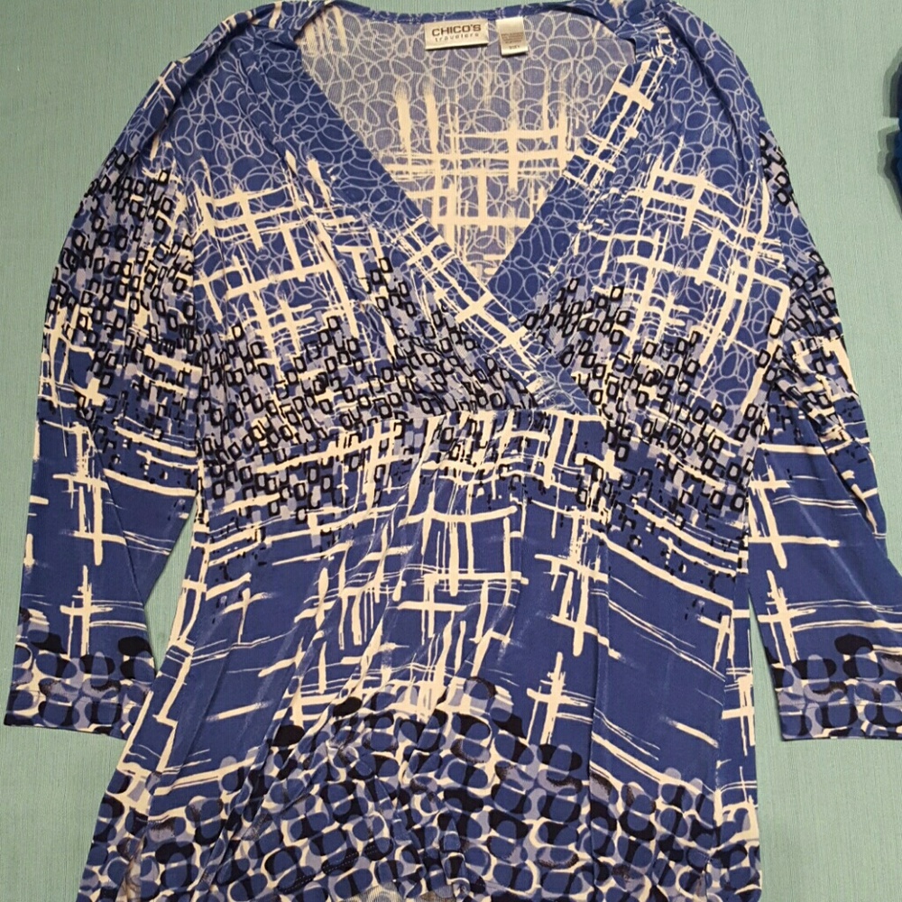 Chico's travelers size 1 blue 3/4 sleeve