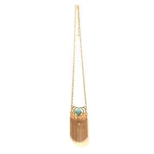 Gold and Turquoise Long Necklace