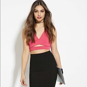 Pink cutout crop top
