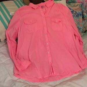 Hot pink button down