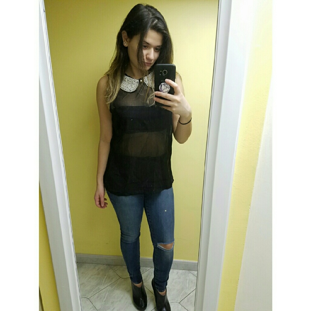 sheer black top