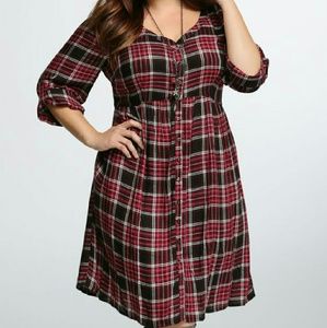Plaid dress red & black