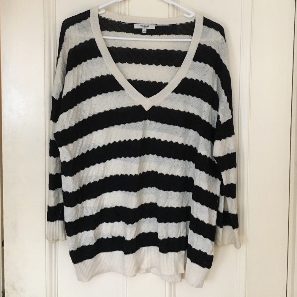 Black and white striped Madewell sweater