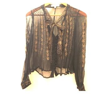 Kate Moss for Topshop Sheer Black Blouse