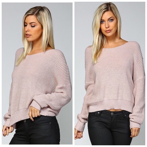 ❗️CLEARANCE❗️Dusty Mauve Twist Back Sweater S M L - Picture 2 of 2