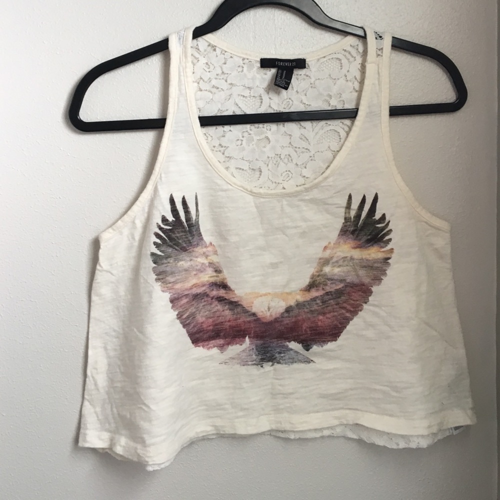 Forever 21 eagle tank top/crop top🌞 size medium