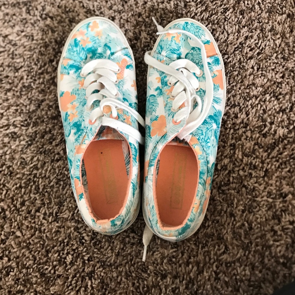 Bershka floral lace up shoe
