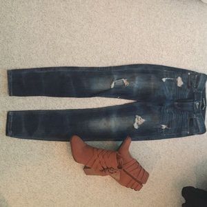Express Skinny High-Waisted Distressed Hole Jeans