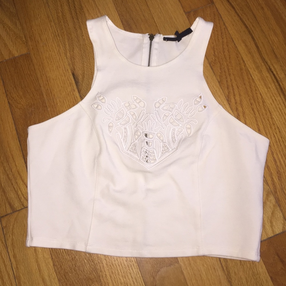 NWOT Olivaceous White Cut out Chest Crop Top