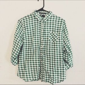 Sandra Ingrish Green/White Checked Button Down