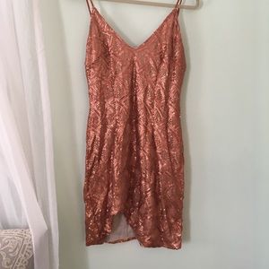 Rose Gold sequin mini dress