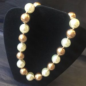 Gold and Pearl Bead Necklace