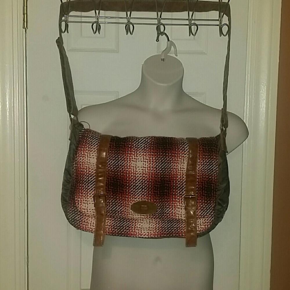 Tweed look messenger bag
