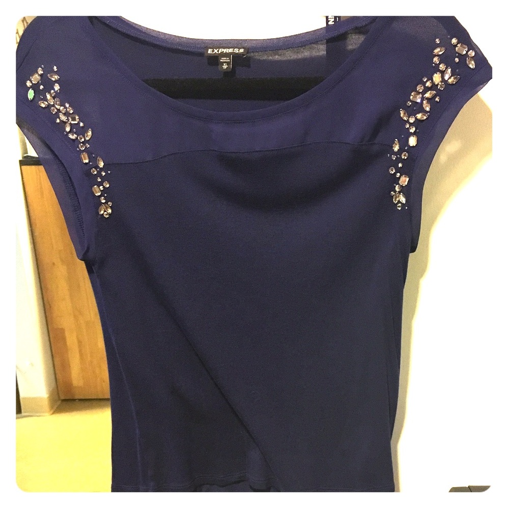 EXPRESS Mesh jeweled top
