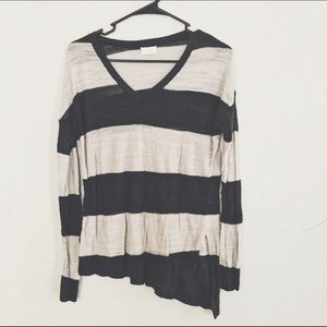 Grey & Navy Striped Caslon Sweater