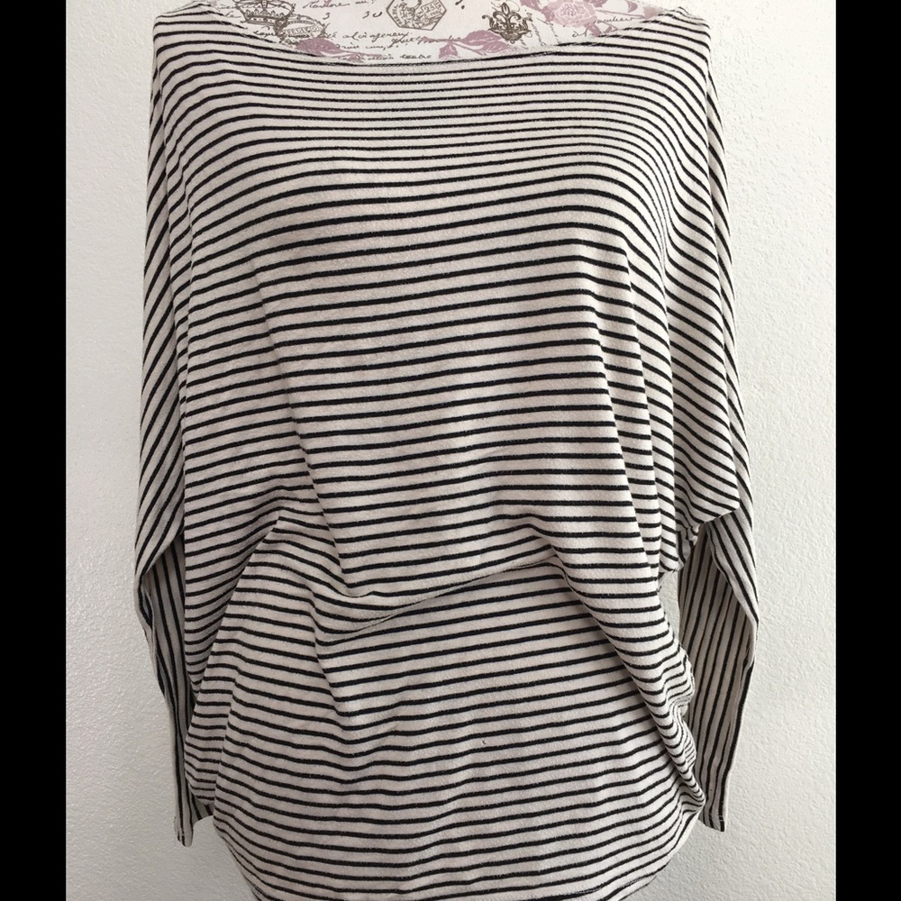 Cream & Black Striped Loose Top