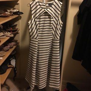 White with black stripes dress
