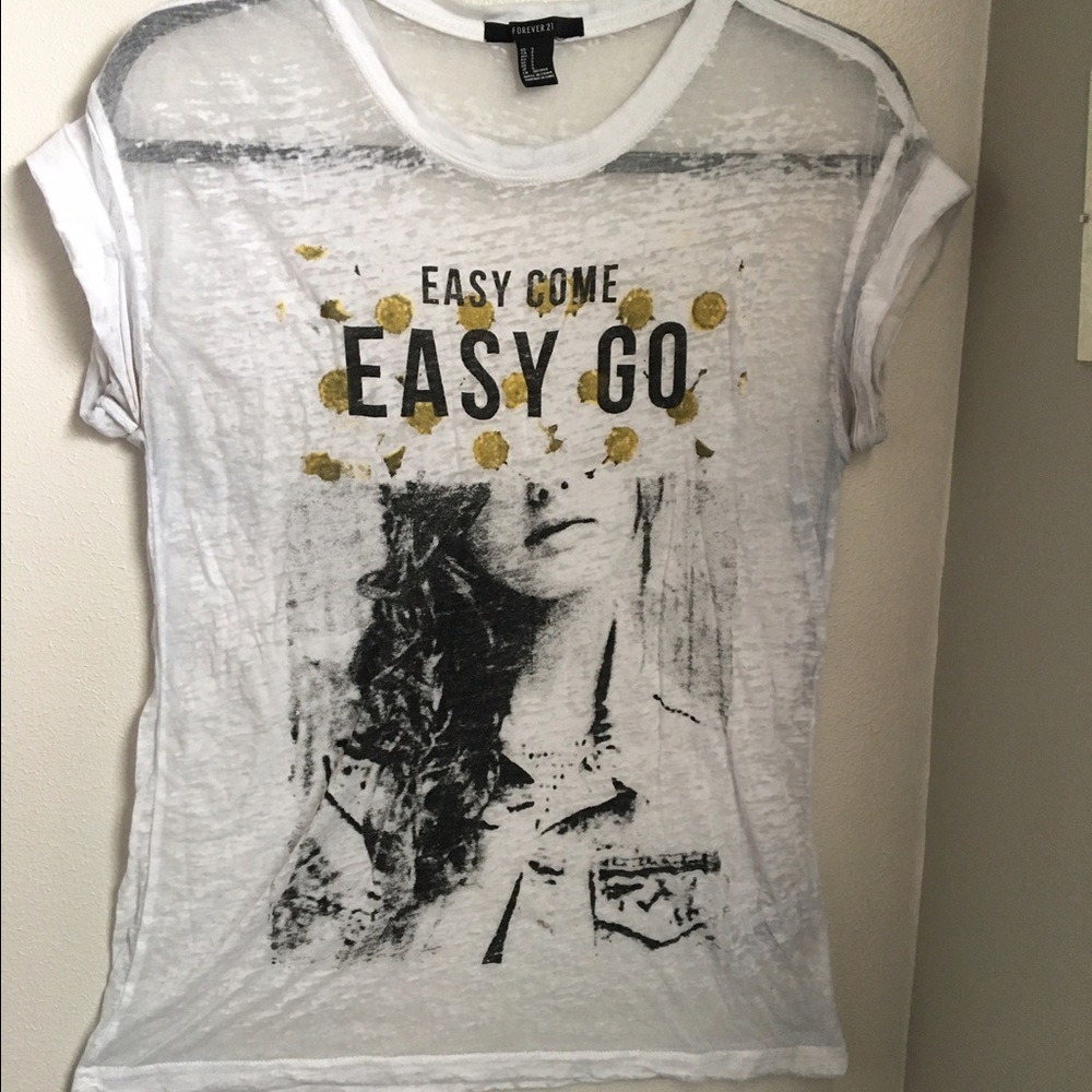 Forever 21 sheer white graphic t-shirt🖤