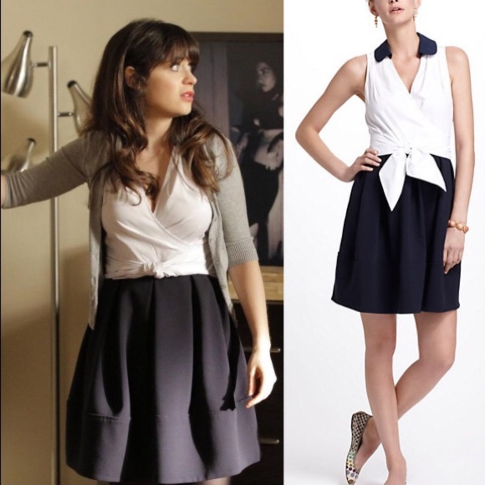 Anthropologie Daytripper dress white and navy wrap