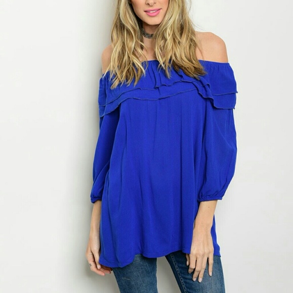 💕LAST ONE💕ROYAL BLUE OFF SHOULDER TUNIC TOP - Picture 4 of 5