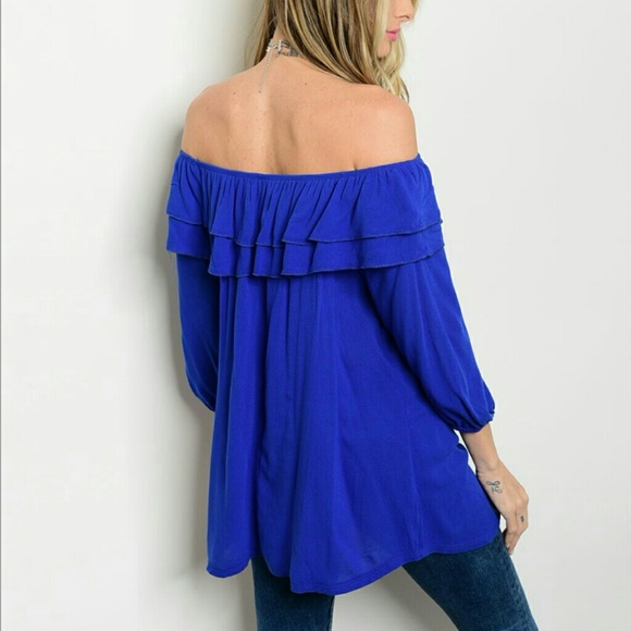 💕LAST ONE💕ROYAL BLUE OFF SHOULDER TUNIC TOP - Picture 5 of 5