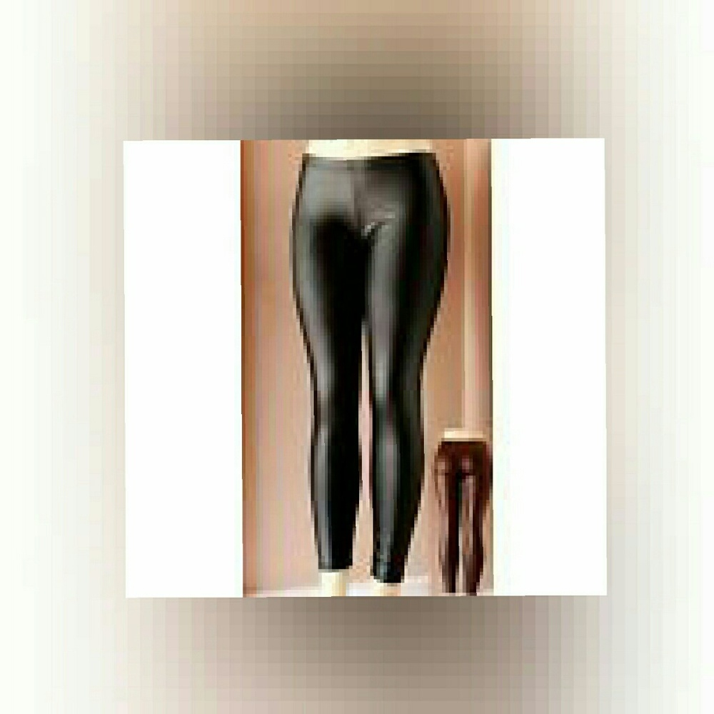 Shosho Brown Faux Leather Leggings Size Plus
