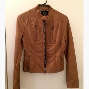 Cute Brown Faux Leather Jacket