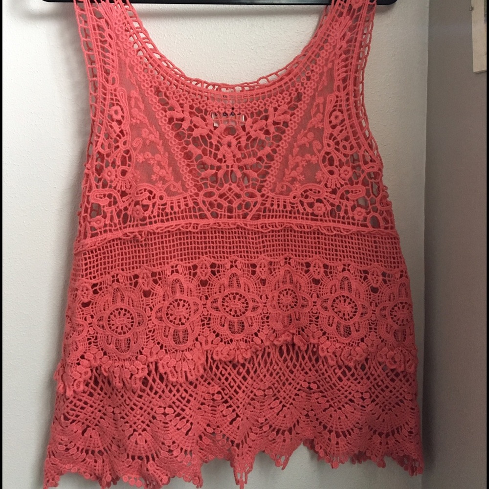 Crochet coral tank top 💕
