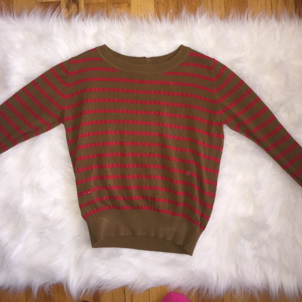 NWOT MNG Long Sleeve Brown & Red Light Sweater